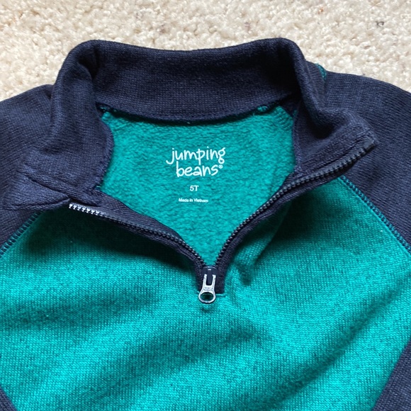 Toddler 5T Teal and Navy Quarter Zip Fleece Sweater - Picture 2 of 3